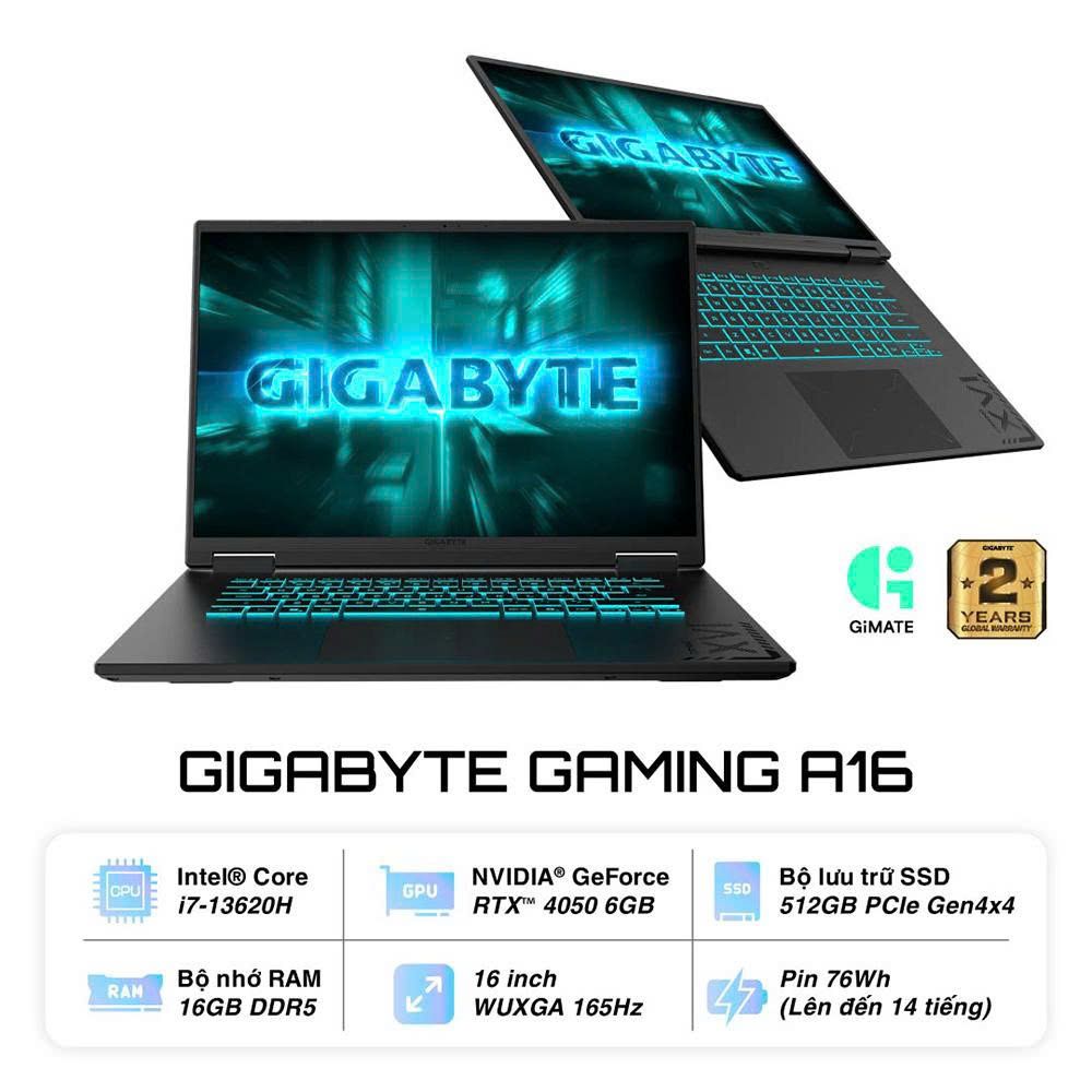 13)Laptop Gigabyte Gaming A16(Intel Core i7-13620H | RTX 4050 6GB | 16GB | 512GB | 16 inch WUXGA 165Hz | Win 11)